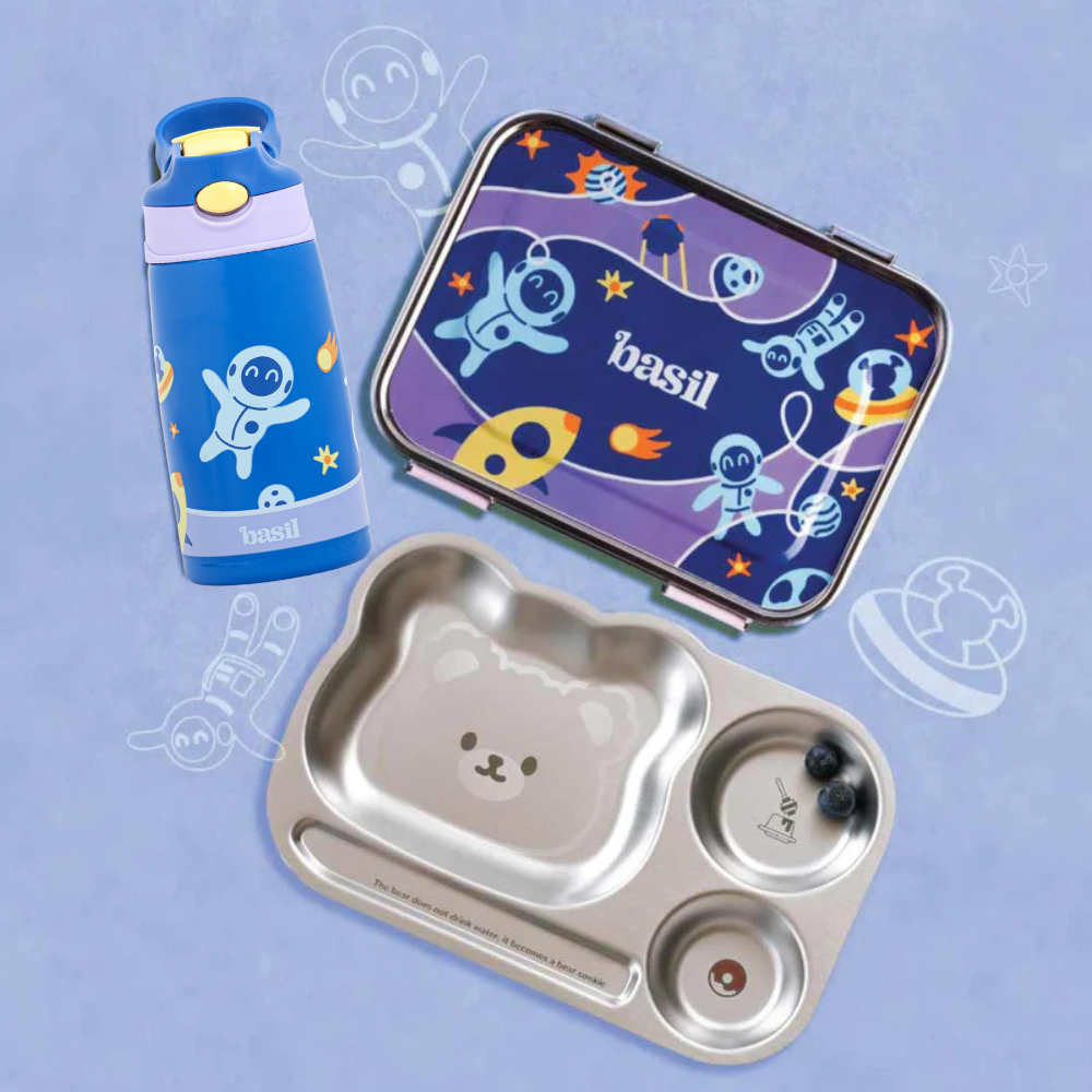 Set of 3 Bento box, Sipper & Plate - Super Swoosh