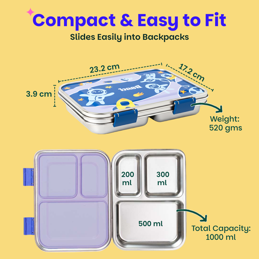 3 Compartment easy open-close Lunchbox - Super Swoosh