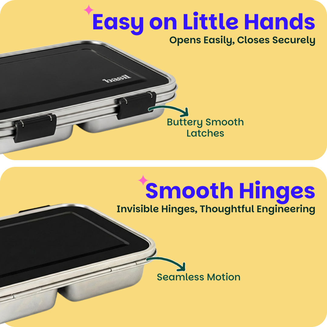 3 Compartment easy open-close Lunchbox - Black