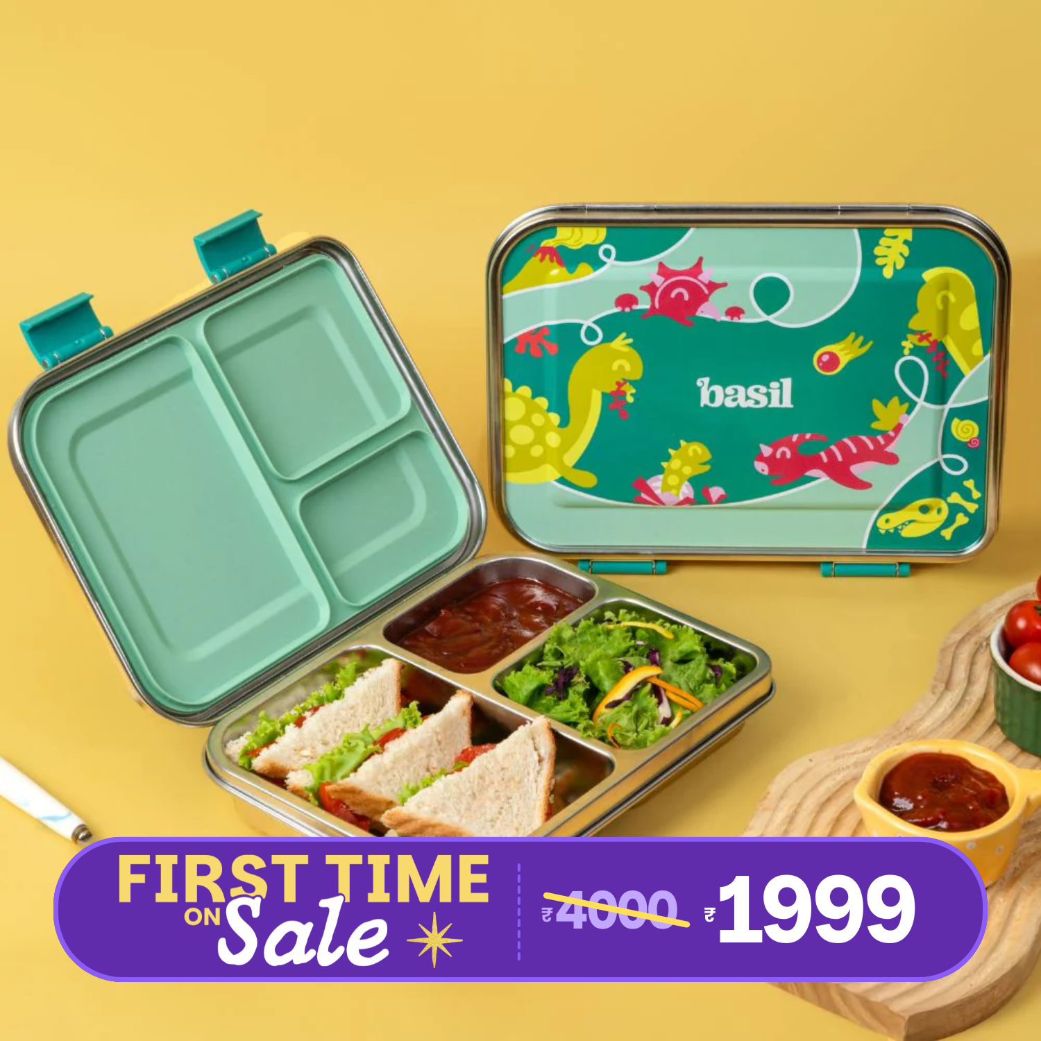 3 Compartment Easy open-close Bento - Hocus Docus