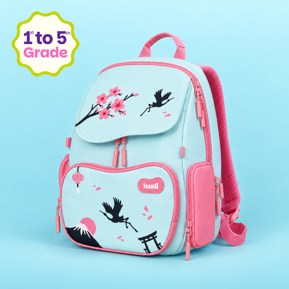 School backpack for Grades 1 to 5 with 4 spacious compartments - Sakura Bloom