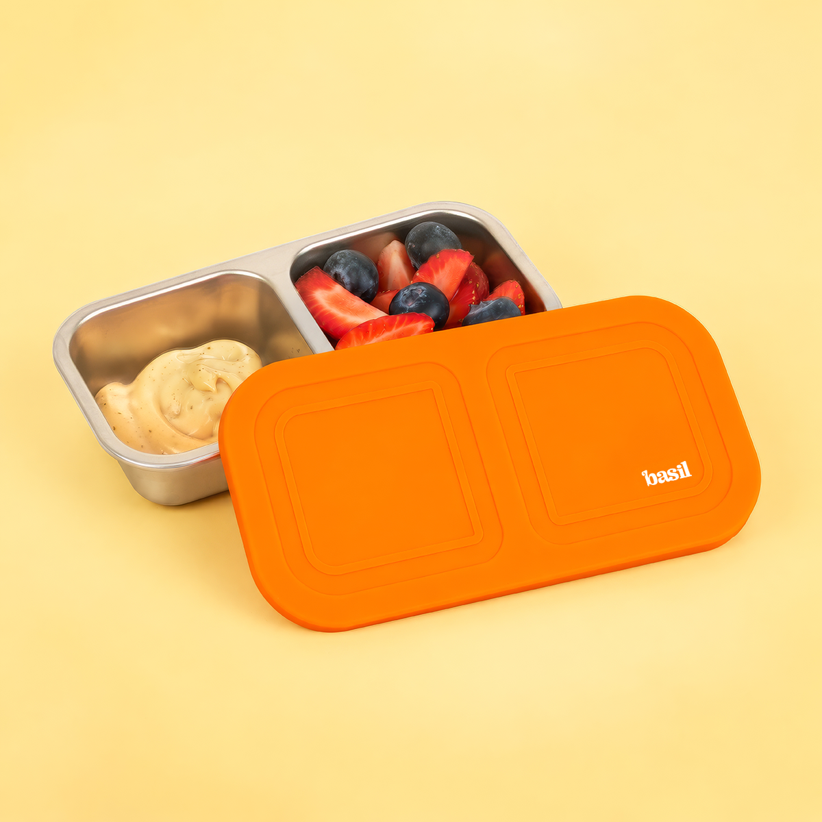 Snack Mate 2 Section Container - Classic Orange
