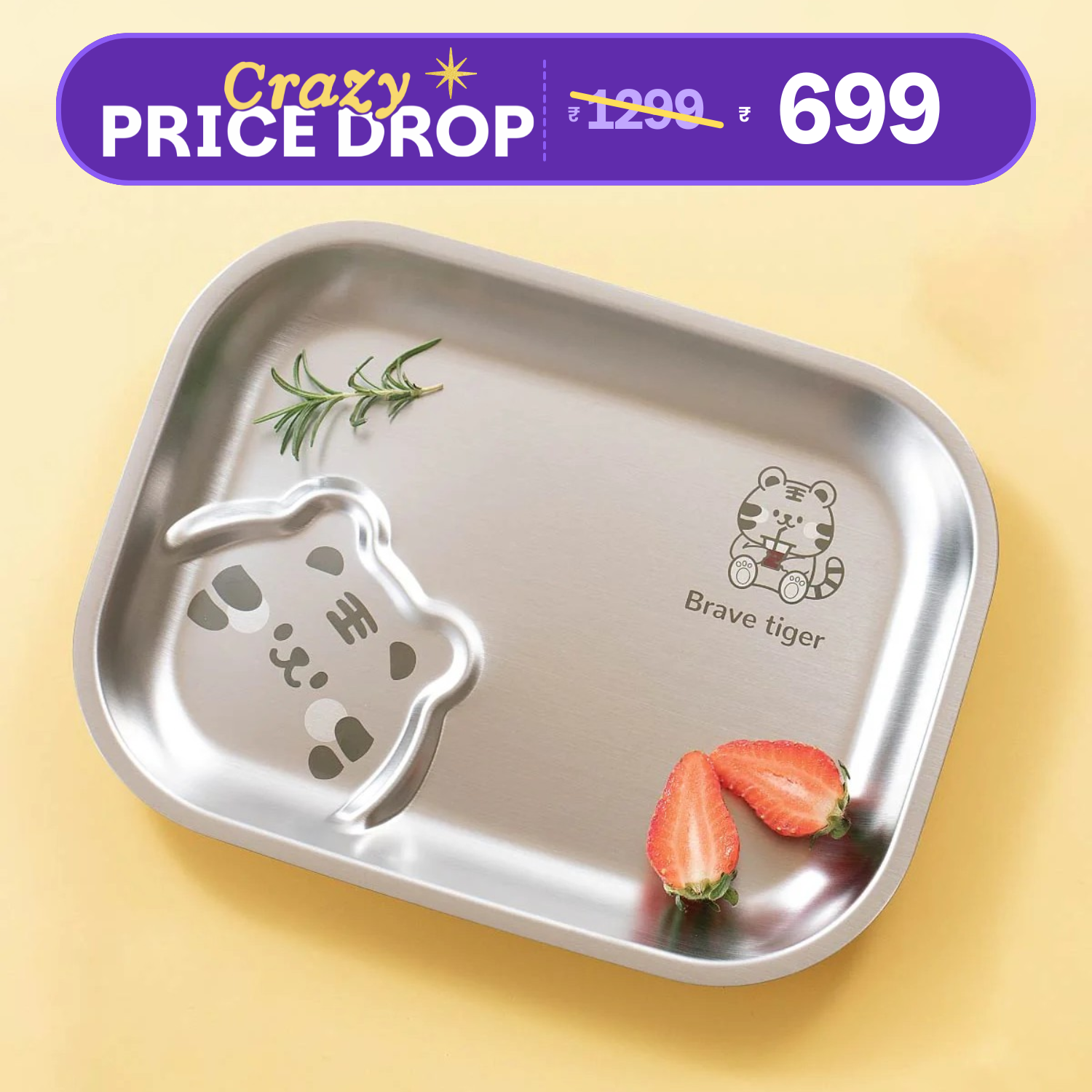 Stainless steel Funky Snack Plate - Tiger