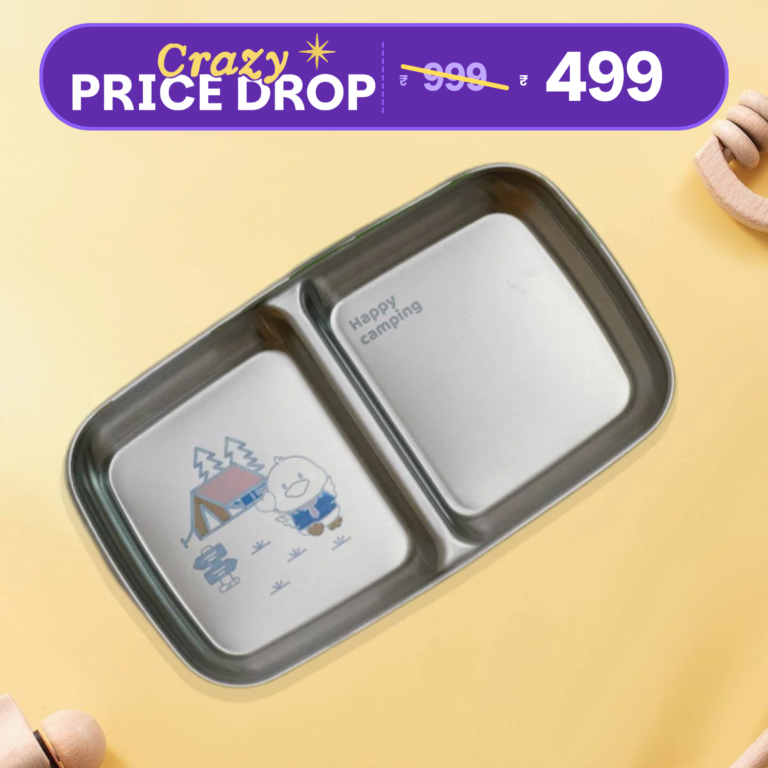 2 Compartment Snack Dip Plate - Duck