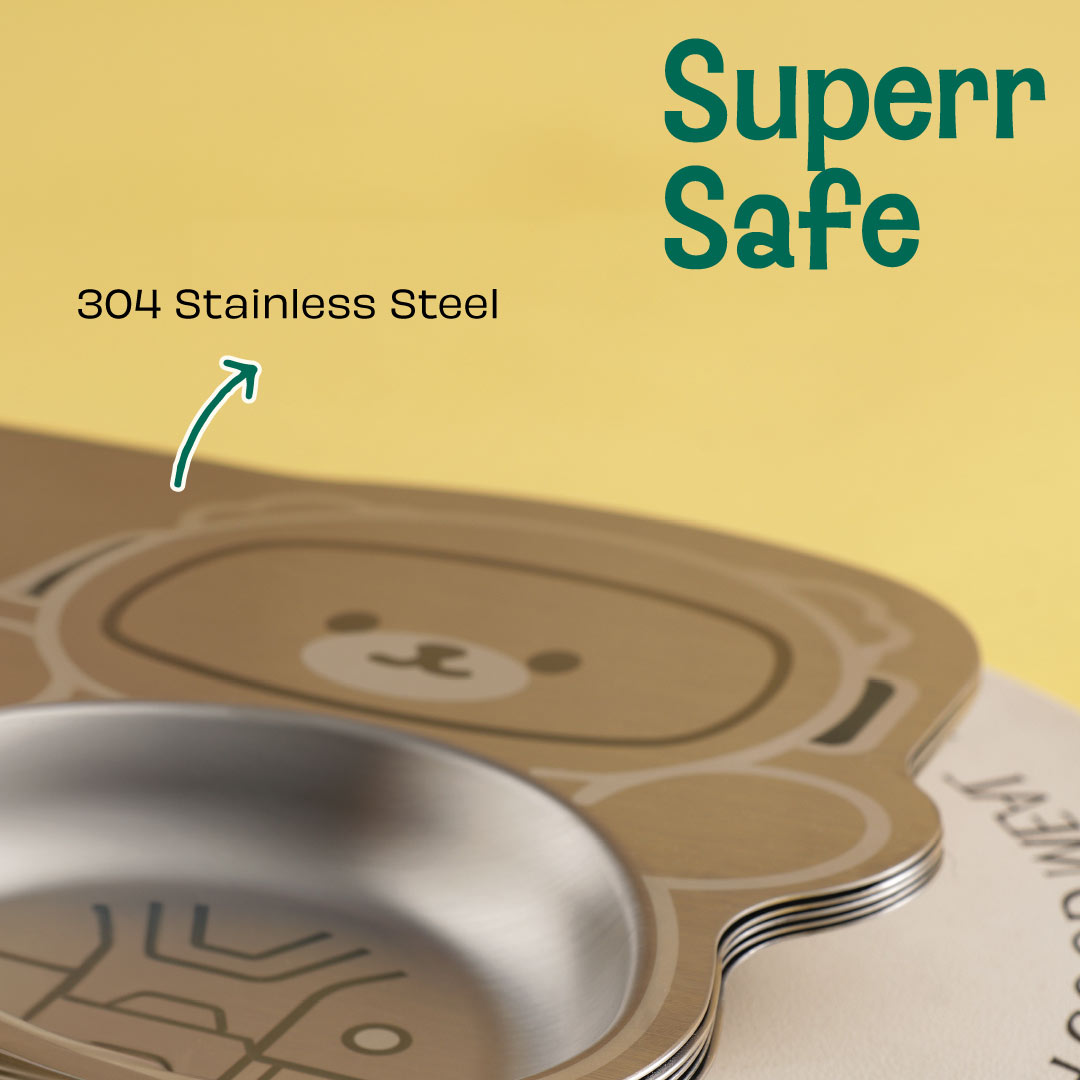 4 Compartment Stainless steel Spaceship Plate - Dino