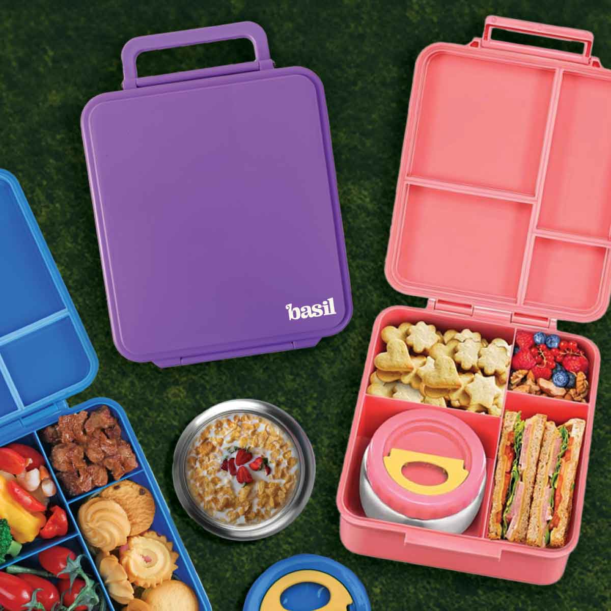 4 Compartment Bento box with Insulated jar - Pink