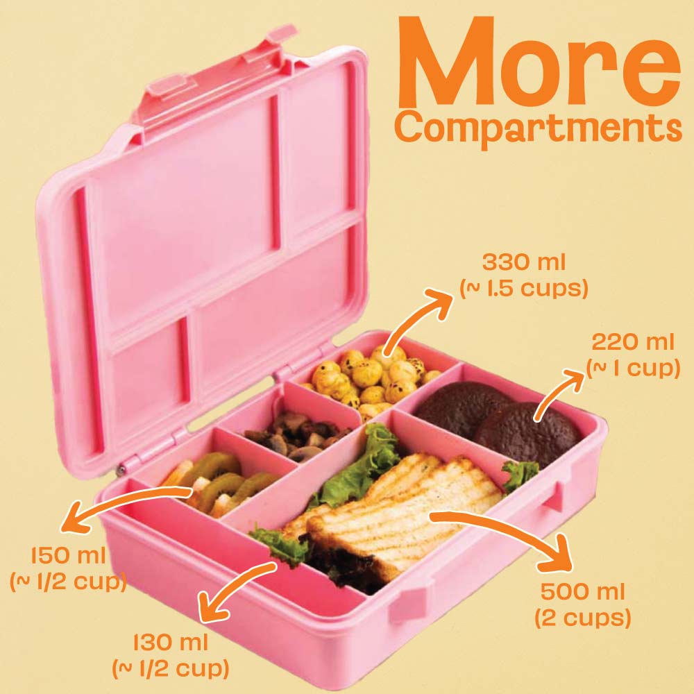 5 Compartment BPA Free Bento box - Pixie Dash