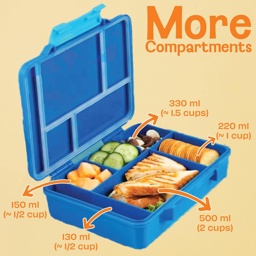 5 Compartment BPA Free Bento box - Super Swoosh