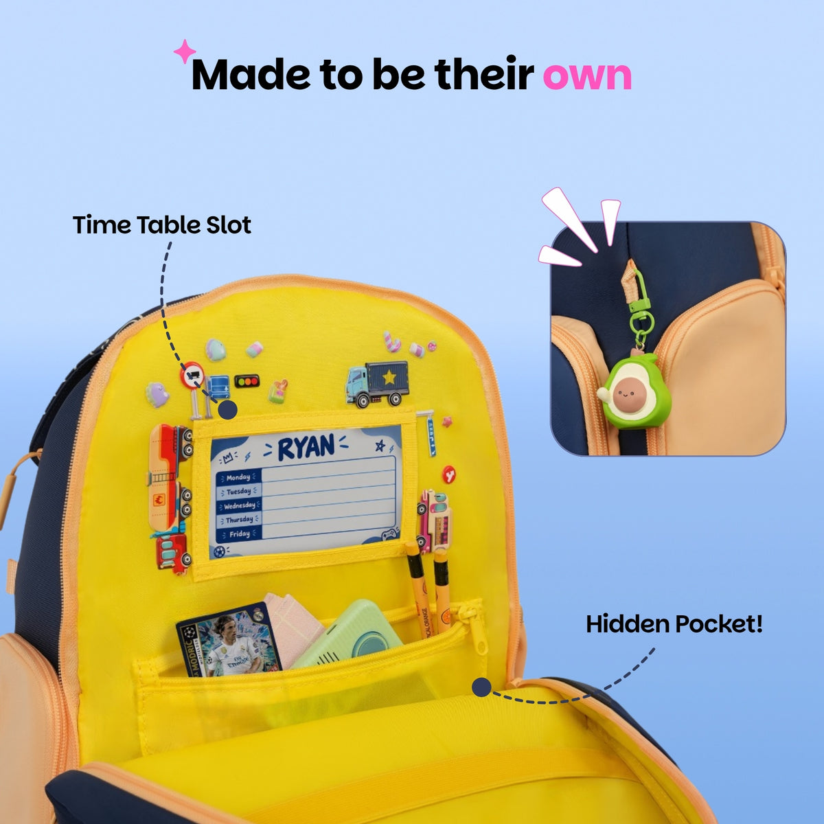 School backpack for Grades 1 to 5 with 4 spacious compartments - Midnight Sora
