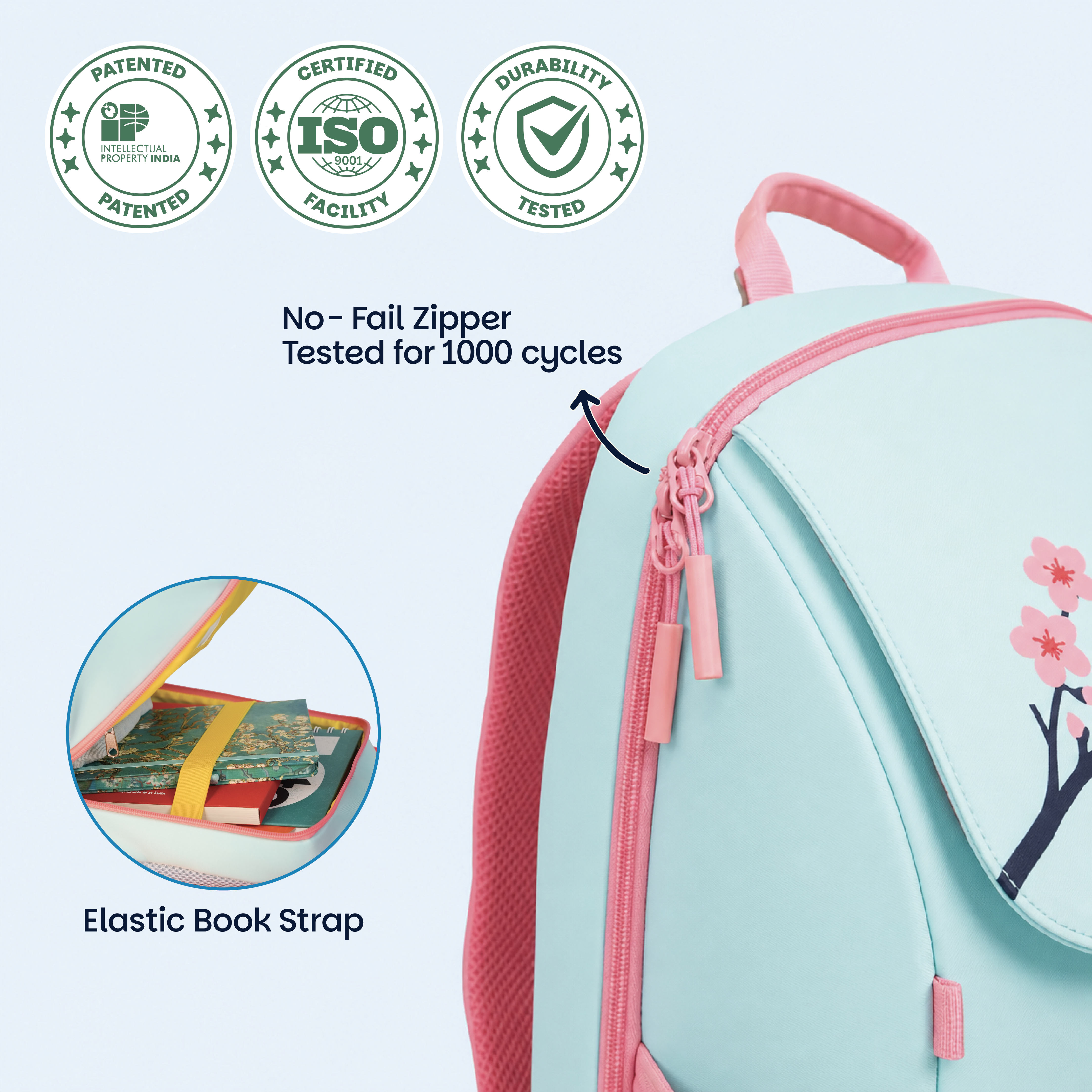 Basil Wander Bag stationery panel, timetable pouch and elastic book straps