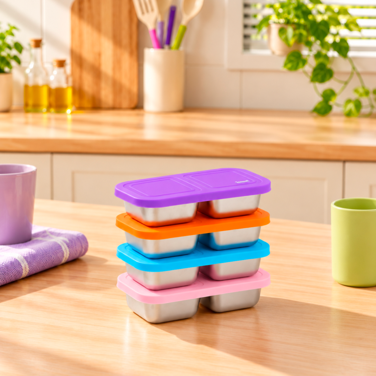 Snack Mate 2 Section Container - Classic Orange