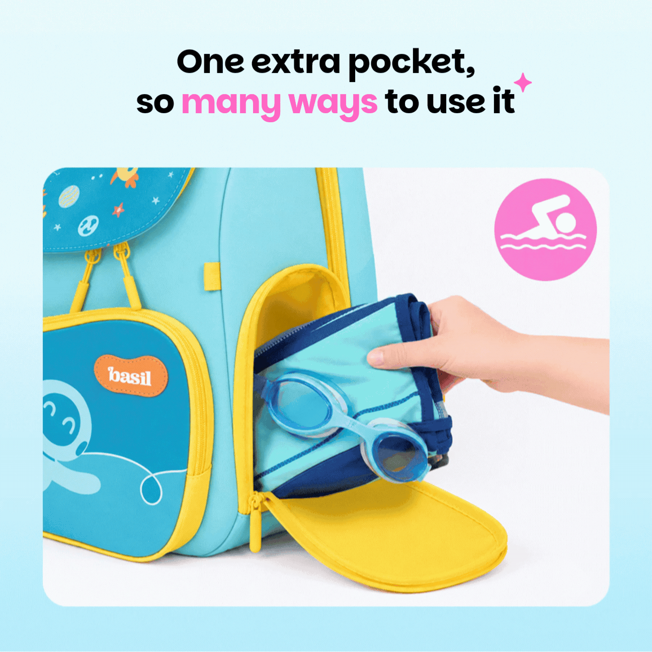 School backpack for Grades 1 to 5 with 4 spacious compartments - Super Swoosh