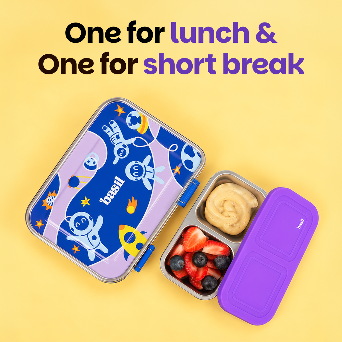 Snack Mate 2 Section Container - Classic Pink