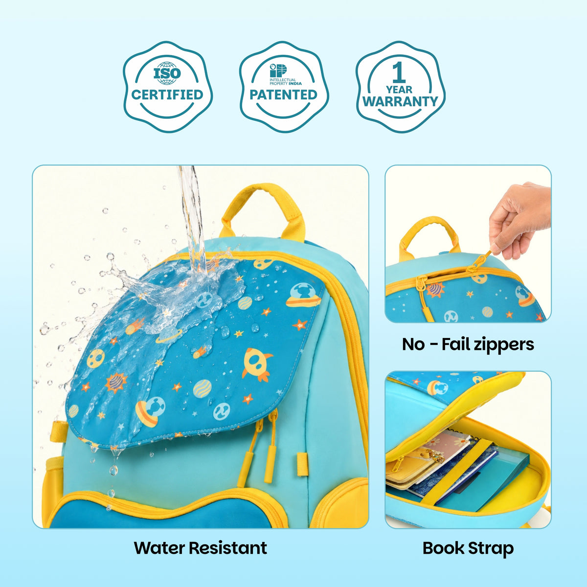 School backpack for Grades 1 to 5 with 4 spacious compartments - Super Swoosh