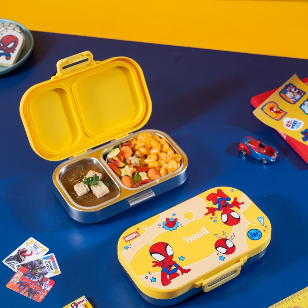 2 Compartment Stainless Steel Lunchbox with Plastic Lid - Little Websters
