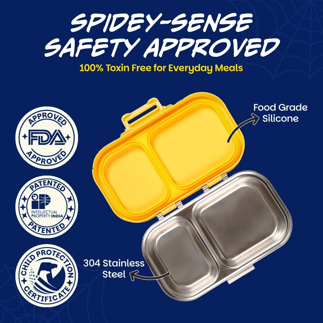 2 Compartment Stainless Steel Lunchbox with Plastic Lid - Little Websters