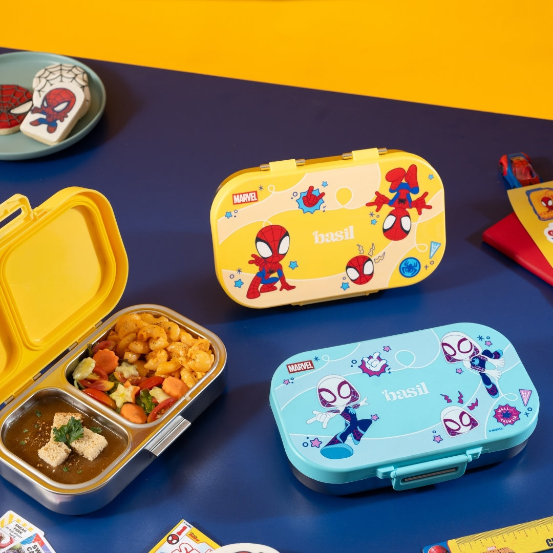 2 Compartment Stainless Steel Lunchbox with Plastic Lid - Little Websters