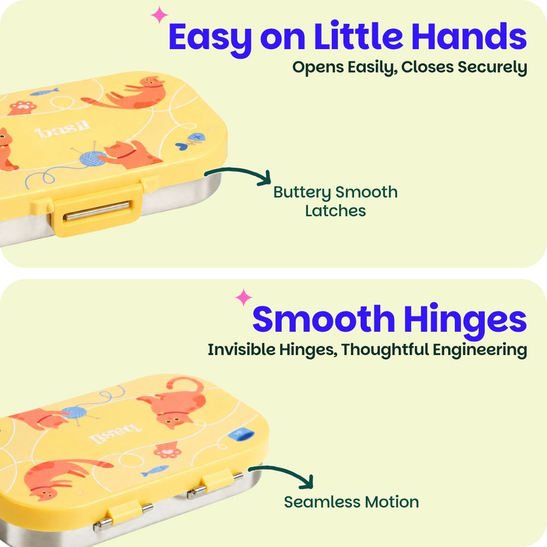 2 Compartment Stainless Steel Lunchbox with Plastic Lid - Kitty Party