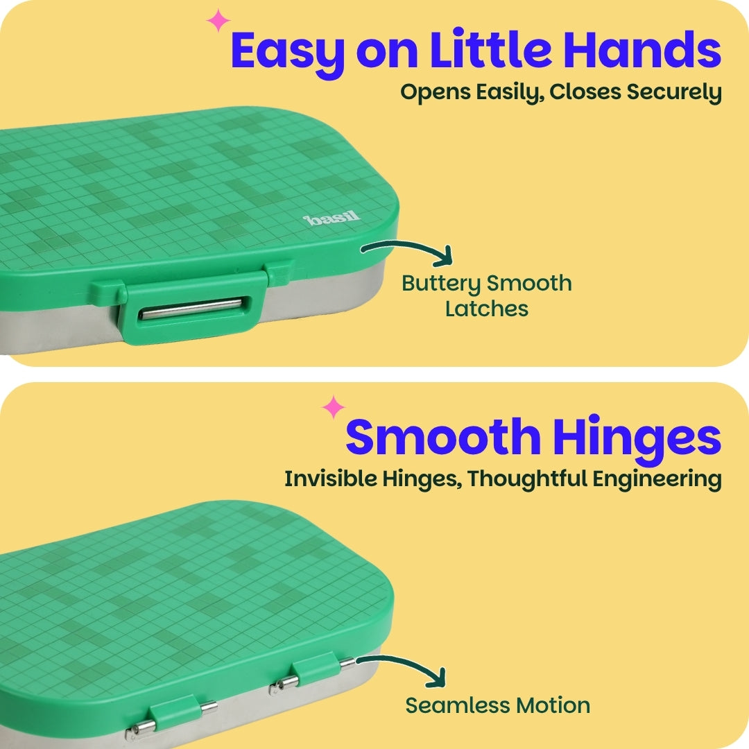 2 Compartment Stainless Steel Lunchbox with Plastic Lid - Retro Stack