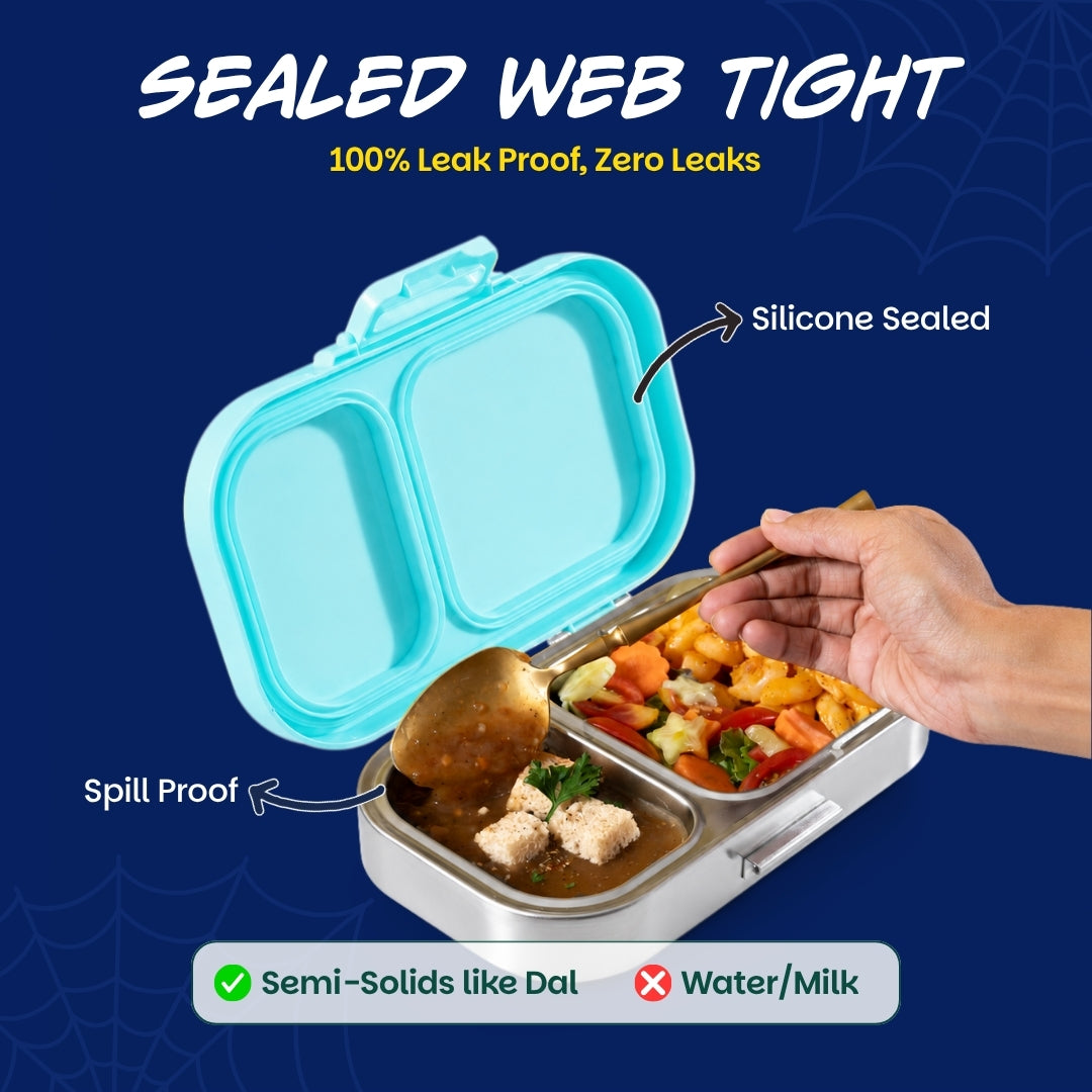 2 Compartment Stainless Steel Lunchbox with Plastic Lid - Slingy Star
