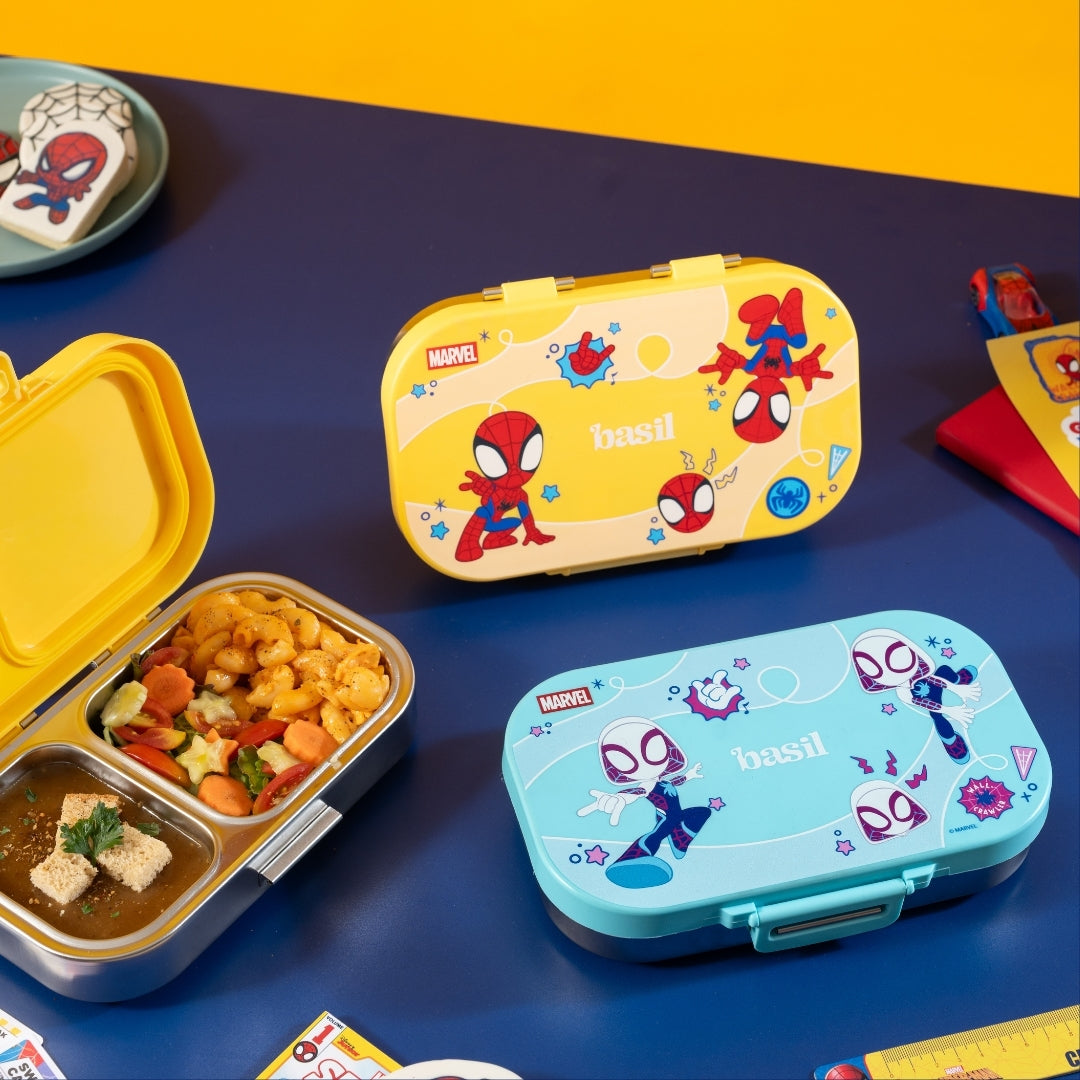 2 Compartment Stainless Steel Lunchbox with Plastic Lid - Slingy Star