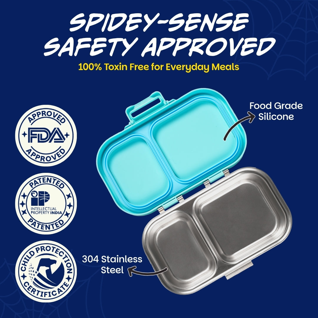 2 Compartment Stainless Steel Lunchbox with Plastic Lid - Slingy Star