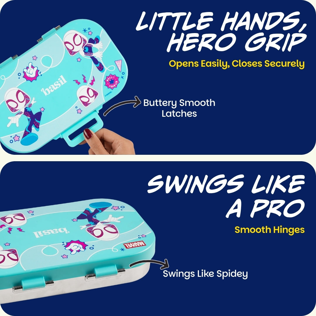 2 Compartment Stainless Steel Lunchbox with Plastic Lid - Slingy Star