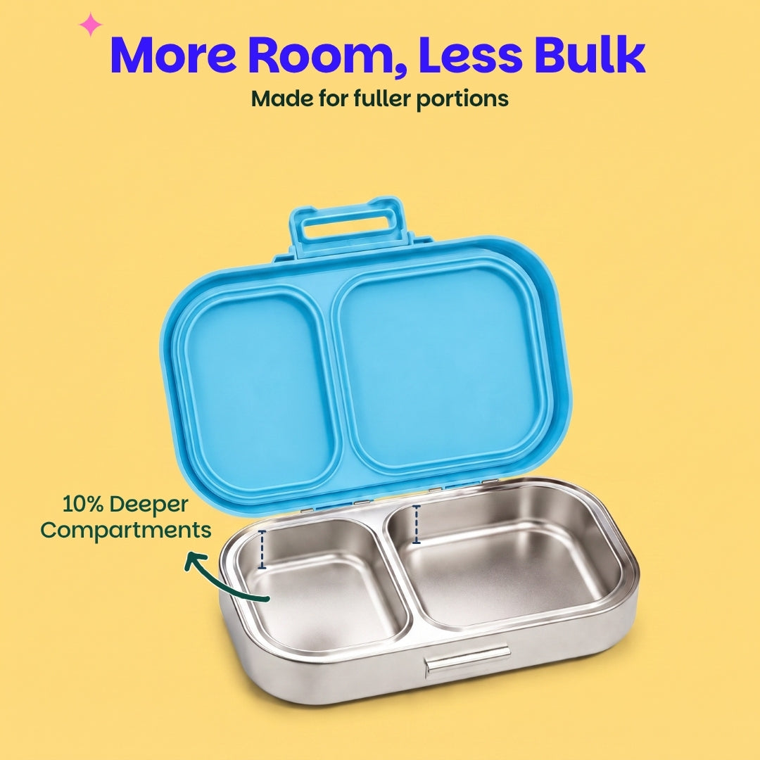 2 Compartment Stainless Steel Lunchbox with Plastic Lid - Wiggly Woof
