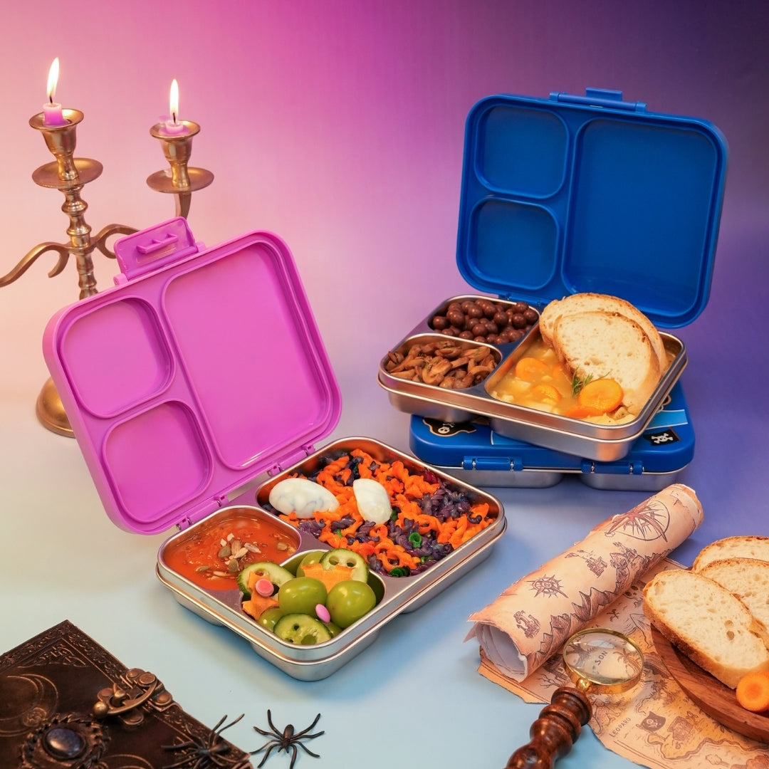 3 Compartment Stainless Steel Lunchbox with Plastic Lid - Luna Lark