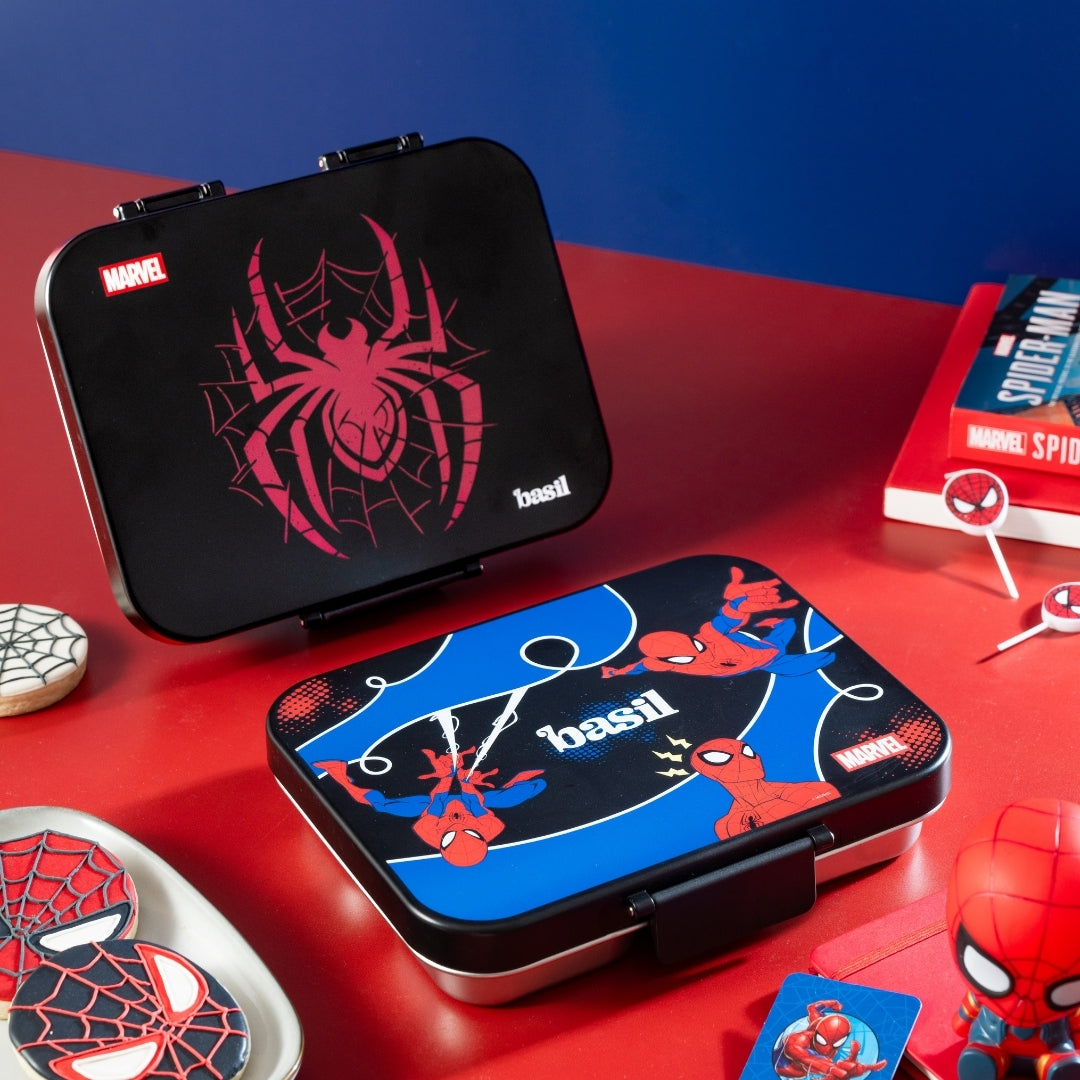 3 Compartment Stainless Steel Lunchbox with Plastic Lid - Phantom Web