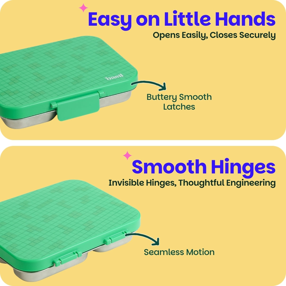 4 Compartment Stainless Steel Lunchbox with Plastic Lid - Pixel Rush