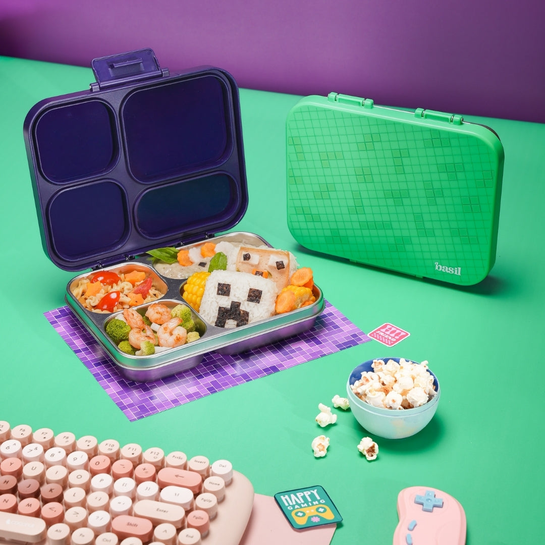 4 Compartment Stainless Steel Lunchbox with Plastic Lid - Pixel Rush