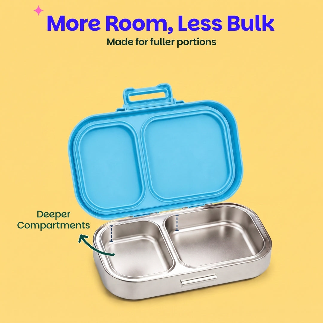 2 Compartment Stainless Steel Lunchbox with Plastic Lid - Wiggly Woof
