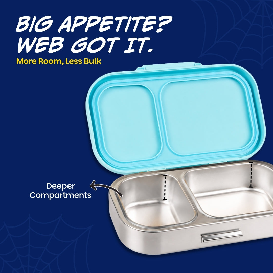 2 Compartment Stainless Steel Lunchbox with Plastic Lid - Slingy Star