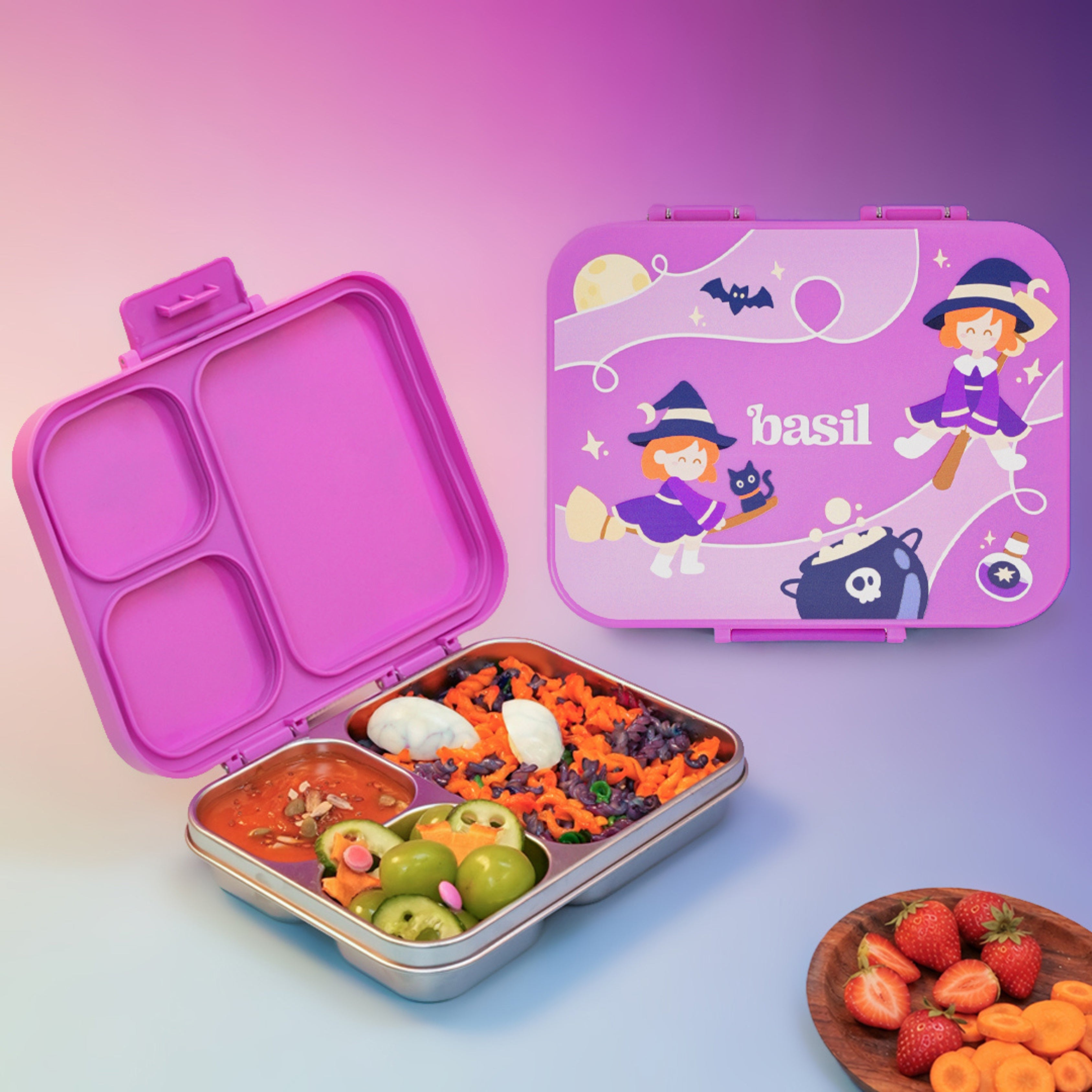 3 Compartment Stainless Steel Lunchbox with Plastic Lid - Luna Lark