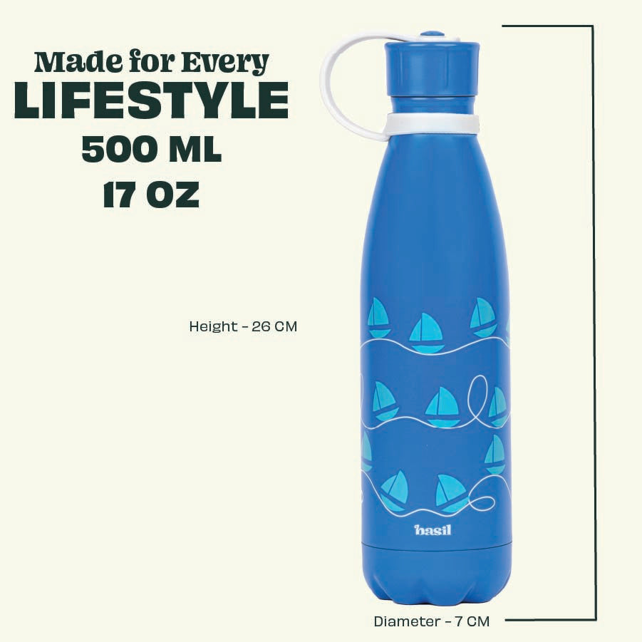 Basil water bottle for office, Basil Stainless Steel water bottle, Steel water bottle 500ml, 500ml water bottle, Steel water bottle, hot and cold water bottle, insulated water bottle 