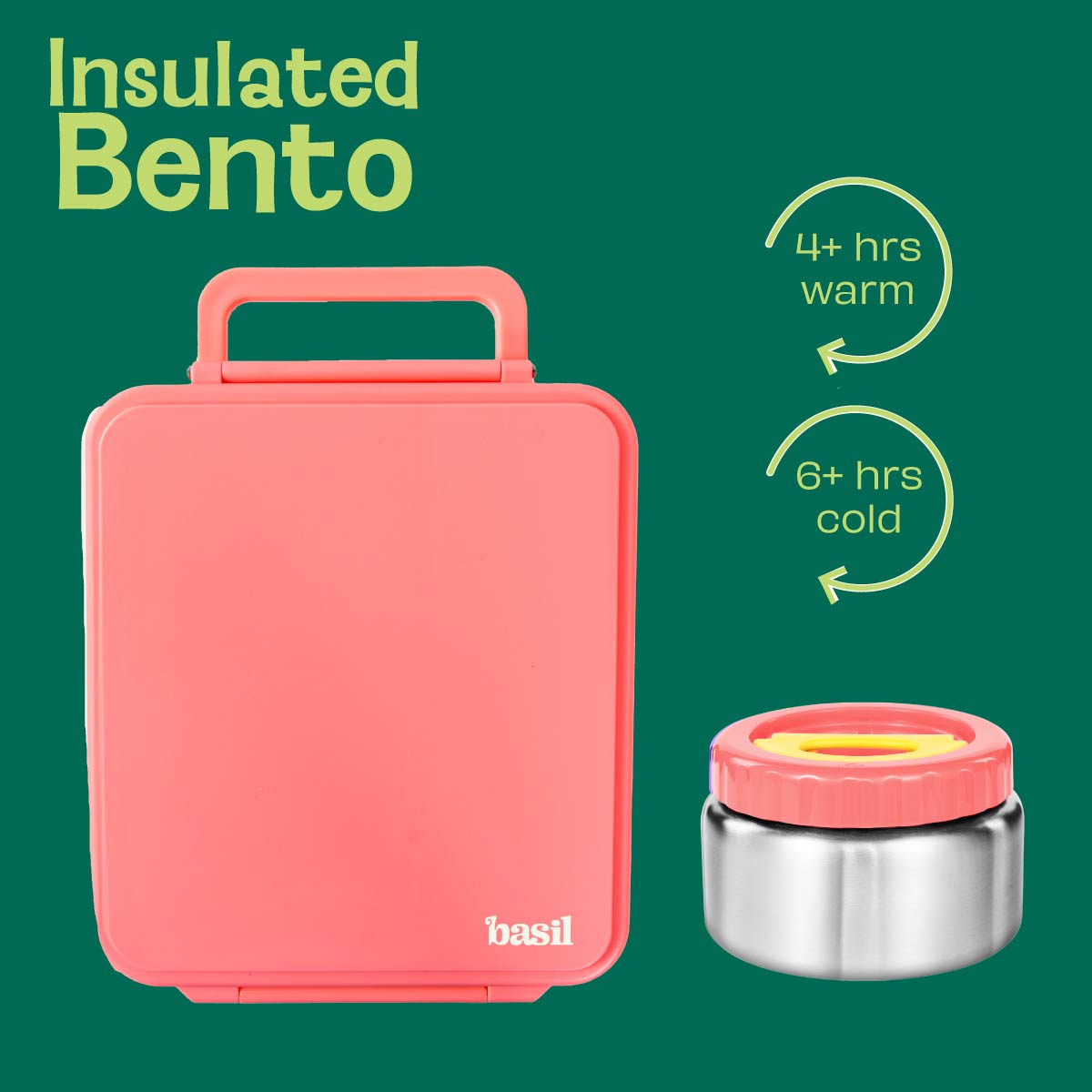 4 Compartment Bento box with Insulated jar - Pink
