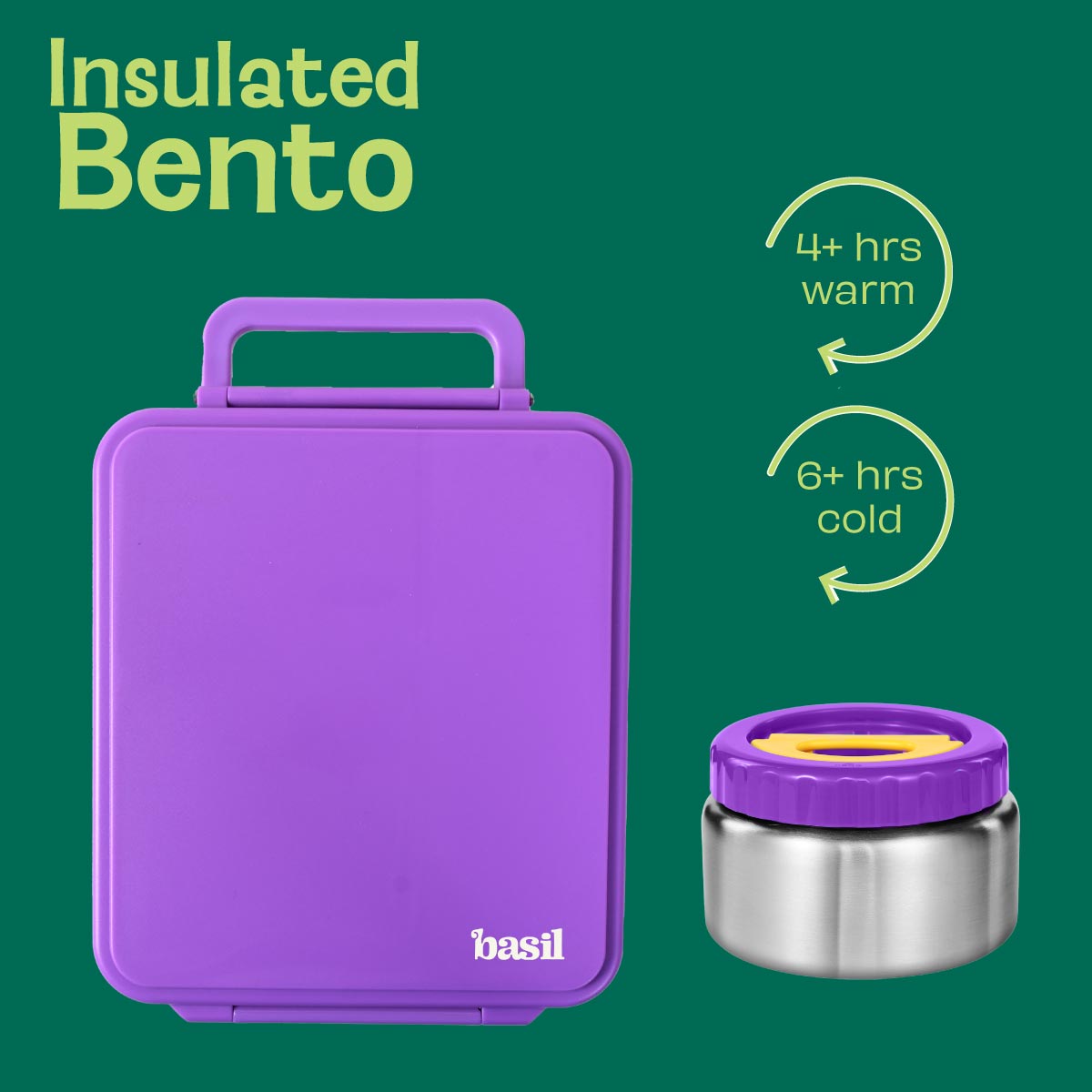 4 Compartment Bento box with Insulated jar - Purple