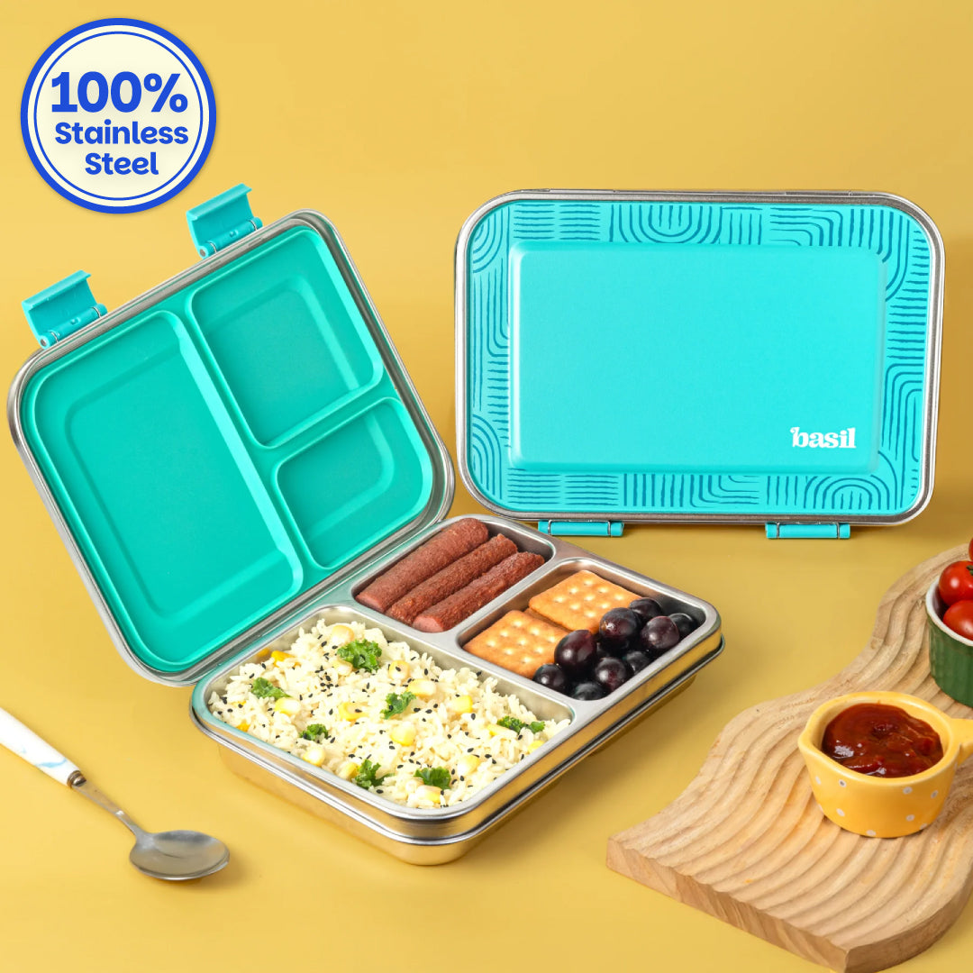 3 Compartment easy open-close Lunchbox - Teal