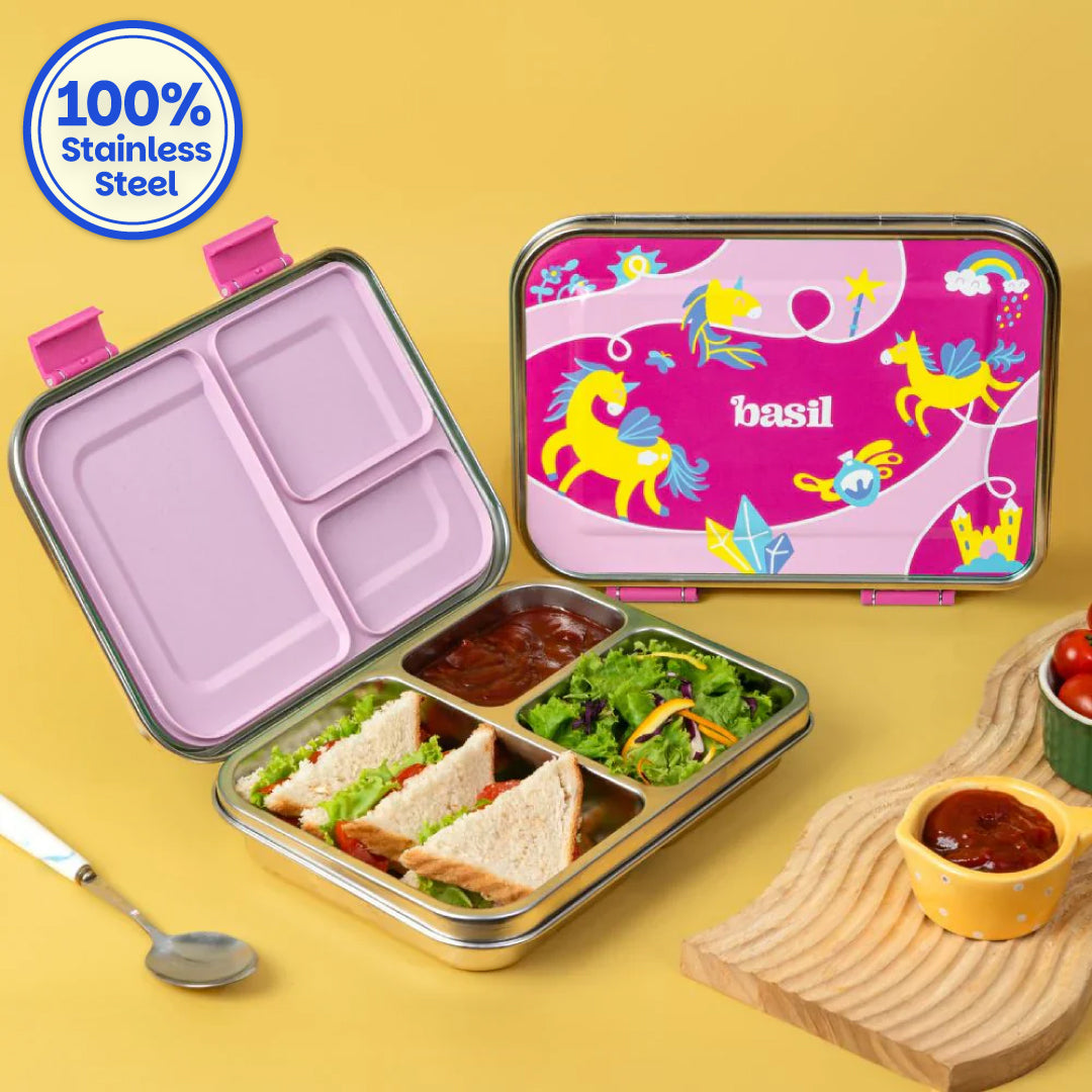 3 Compartment easy open-close Lunchbox - Pixie Dash
