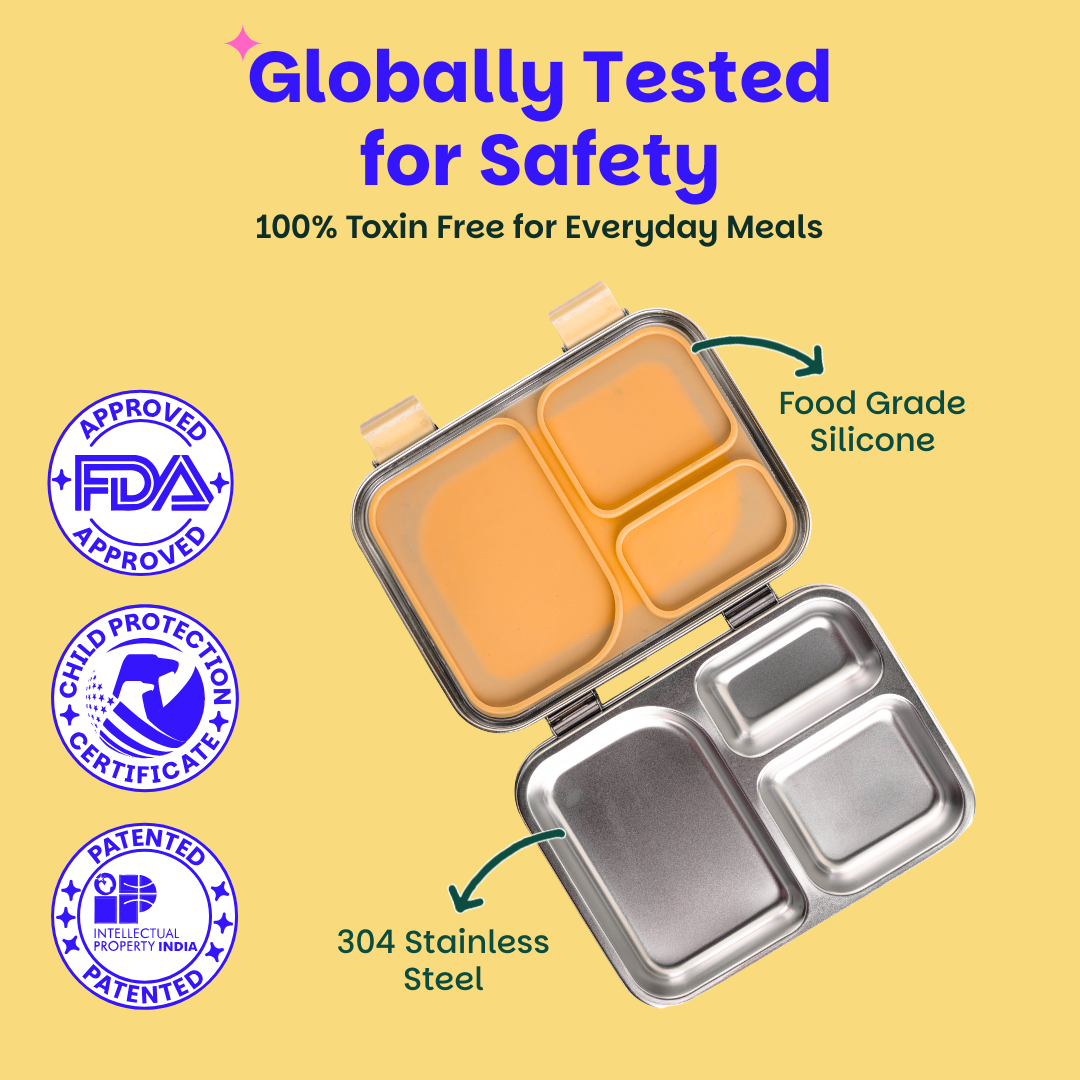 3 Compartment Stainless steel Lunchbox - Cloud Hopper