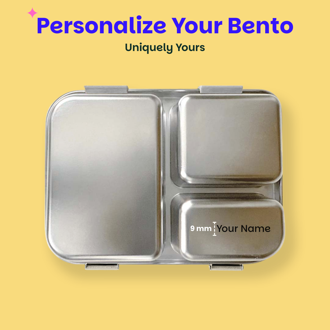 3 Compartment Stainless steel Lunchbox - Classic Grey