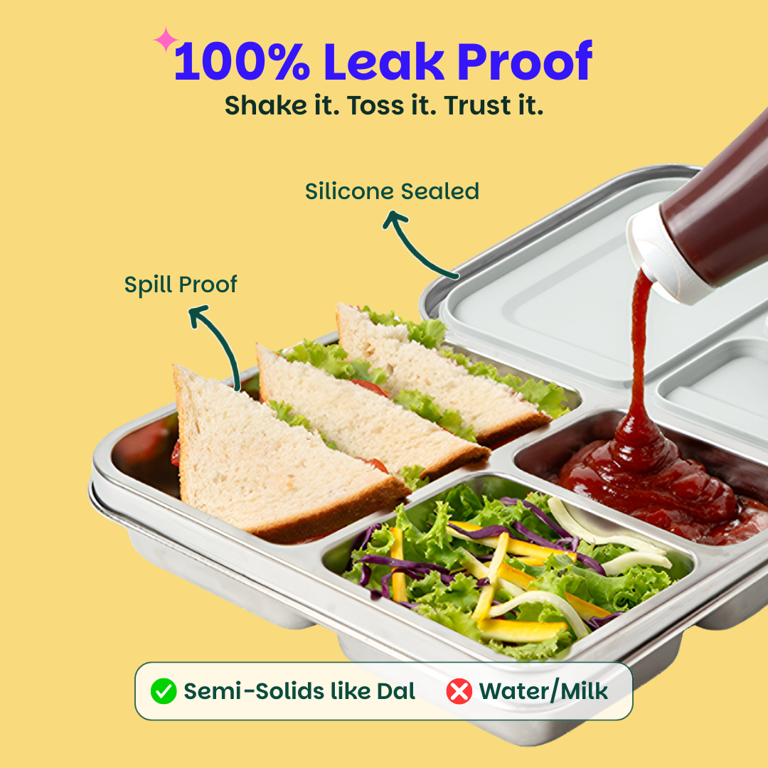 3 Compartment Stainless steel Lunchbox - Classic Black