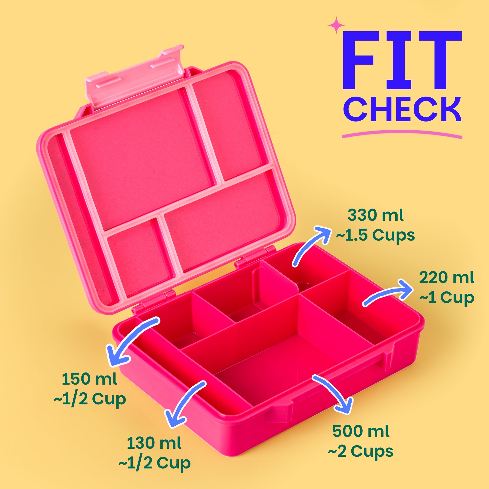 5 Compartment BPA Free Bento box - Classic Grey