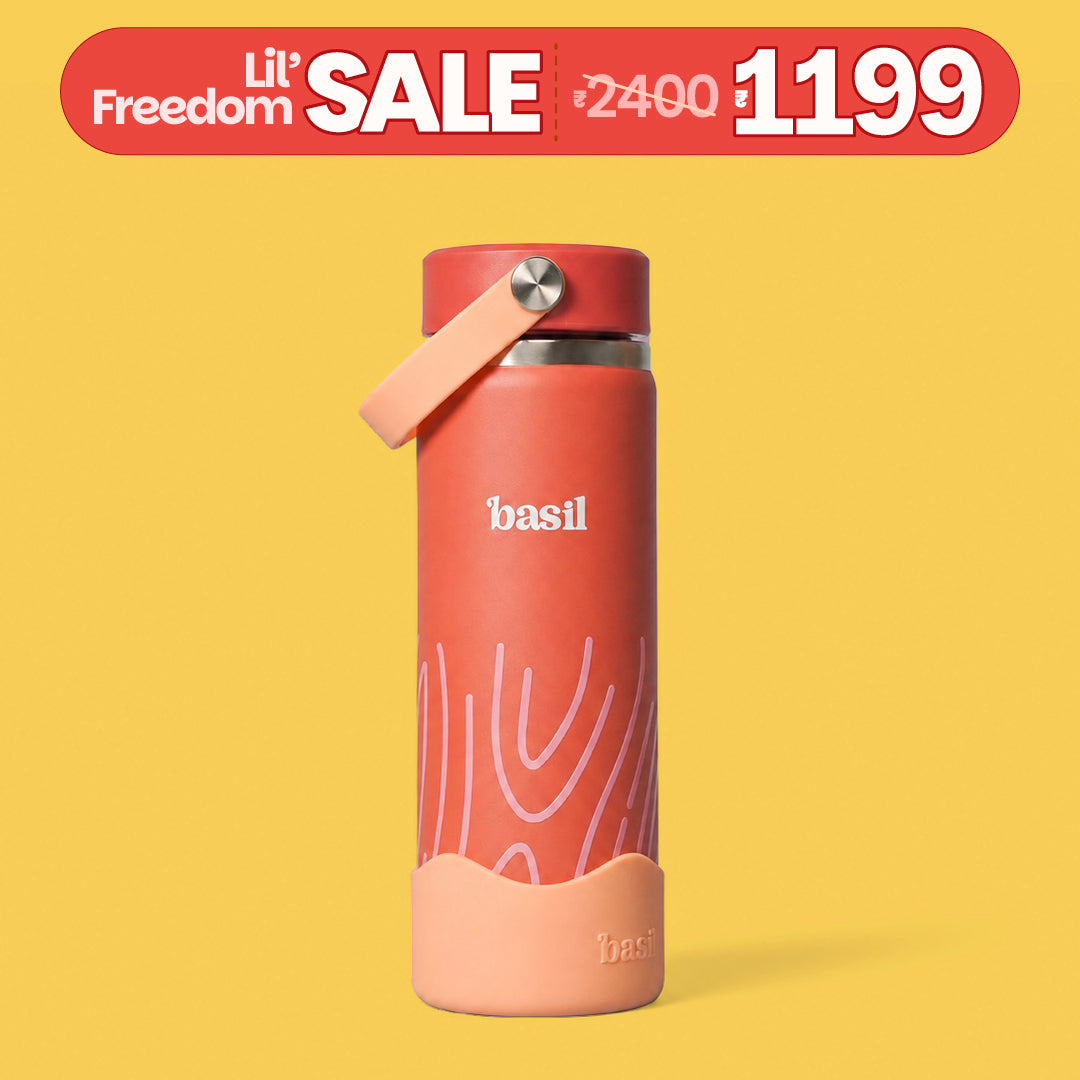Insulated Stainless steel bottle with Carry Handle - Coral Swirl