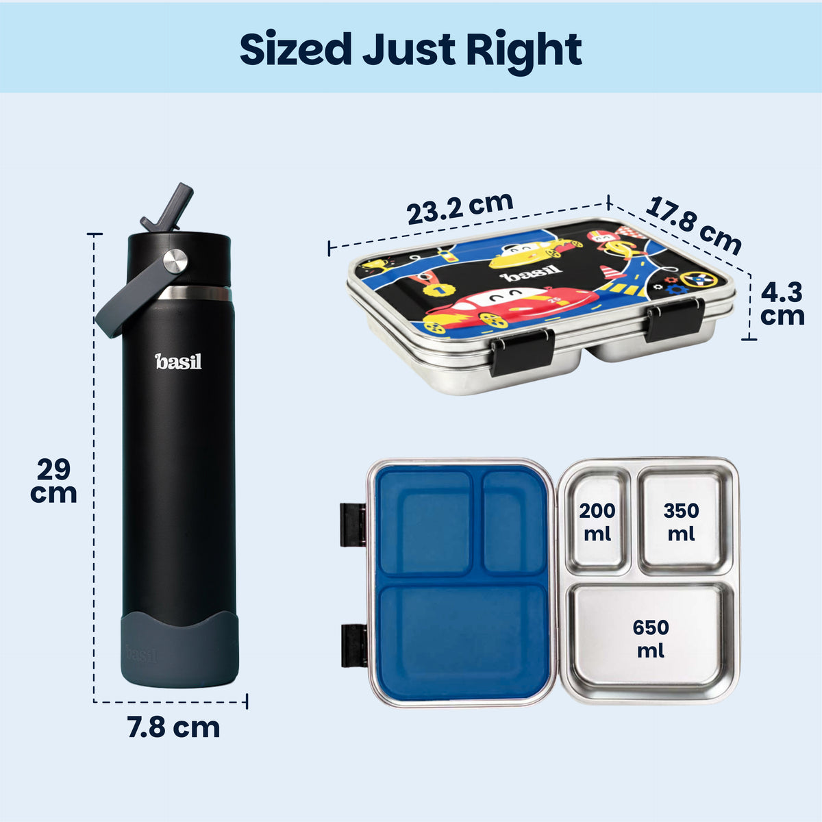 Bento Neo 3 Section & HydraFizz 800 ml Combo - Rally Wally