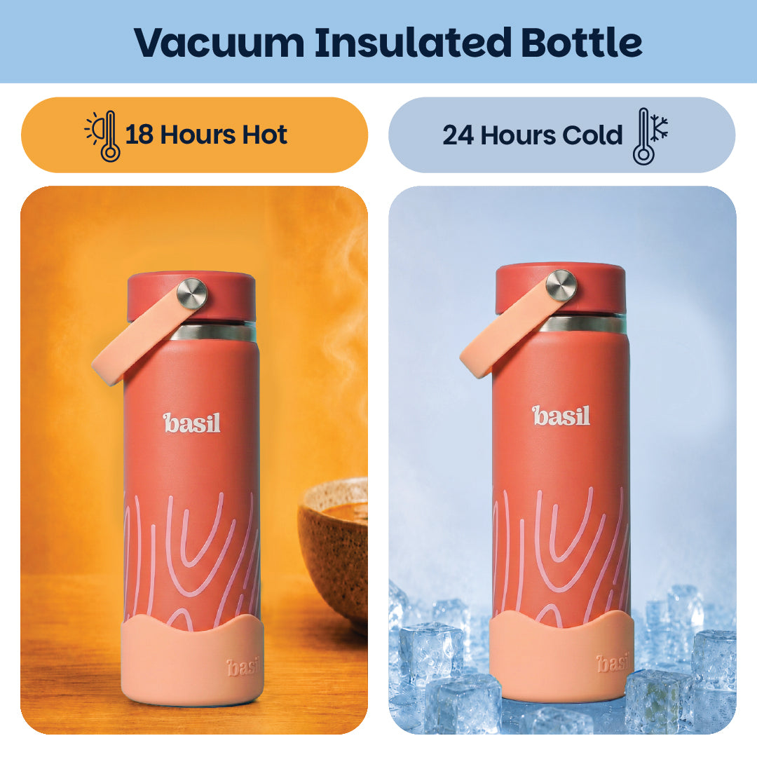 Insulated Stainless steel bottle with Carry Handle - Coral Swirl