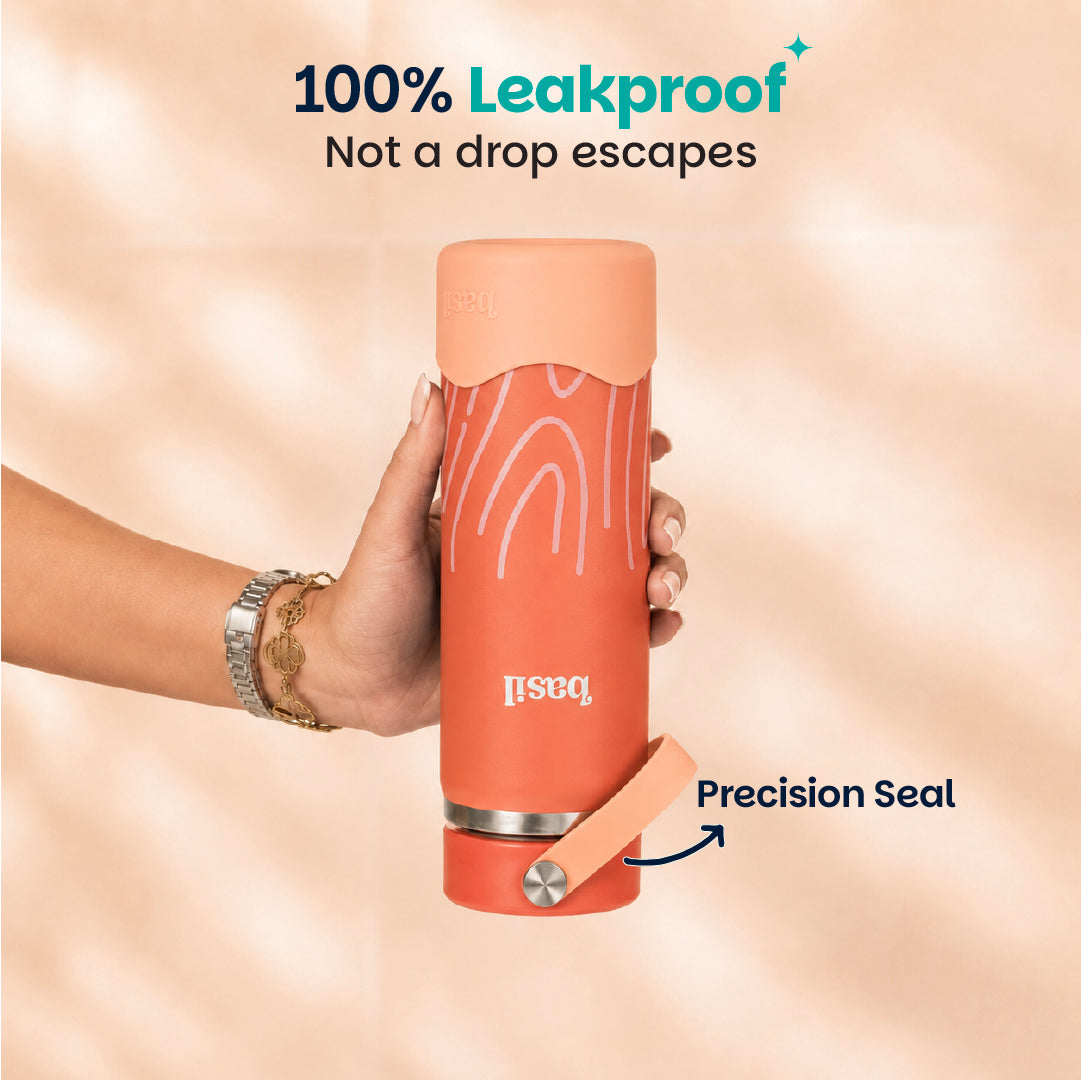 Insulated Stainless steel bottle with Carry Handle - Coral Swirl