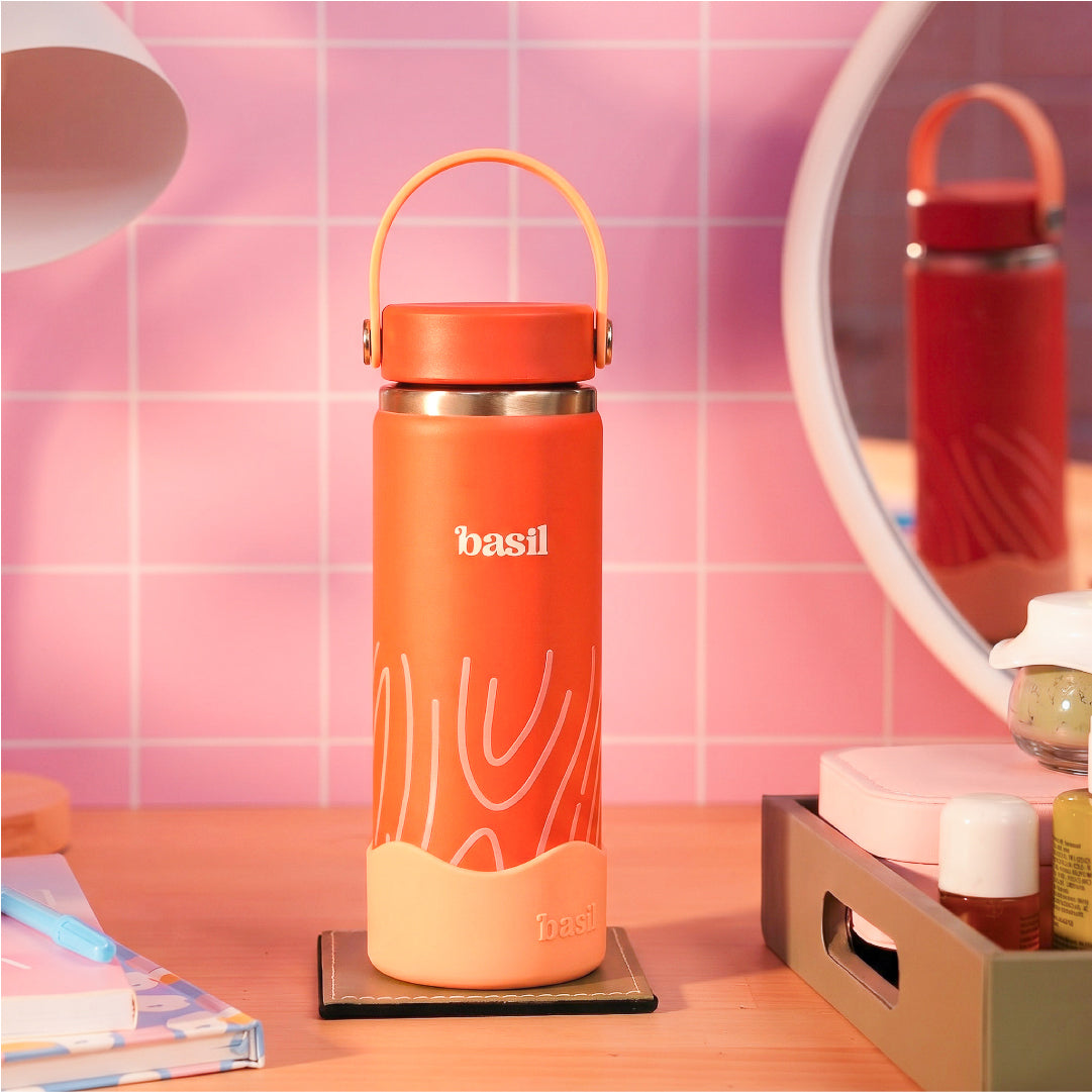 School Combo- Set of Water Bottle and Lunch Box Coral Swirl