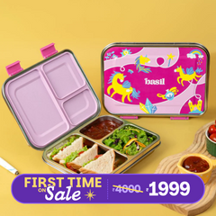 3 Compartment Easy open-close Bento - Pixie Dash